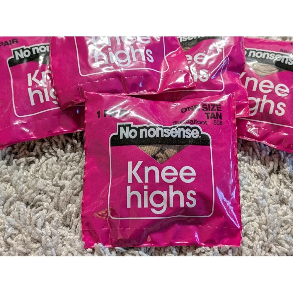 No Nonsense Knee Highs - Sandalfoot #508 - Tan -‎ Lot of 5